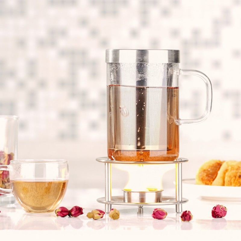 Glass Tea Pitcher with Lid - Tea Infuser Pitcher 500ml/17oz