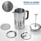 ecooe 1.5L French Press Kaffee Doppelwandiger Kaffeebereiter aus 18/10 Rostenfrei Edelstahl mit 3 Filtern