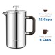 ecooe 1.5L French Press Kaffee Doppelwandiger Kaffeebereiter aus 18/10 Rostenfrei Edelstahl mit 3 Filtern