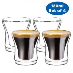 Ecooe Double Wall Espresso Cups Espresso cup Set 4 Pieces 120ml (Full Capacity)