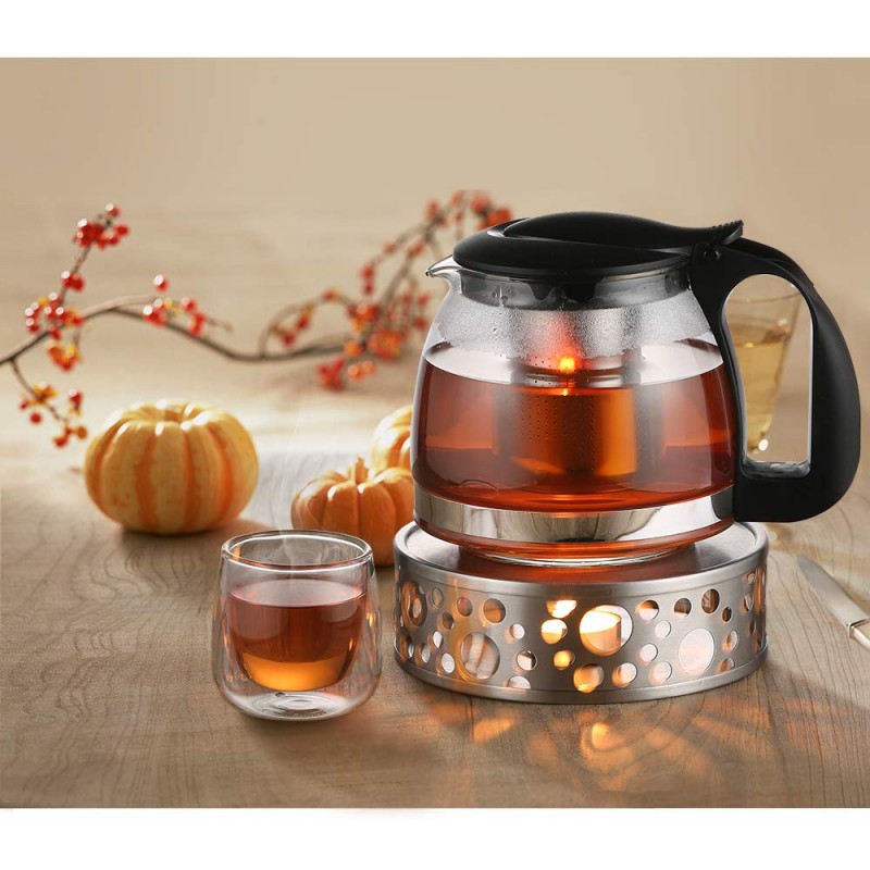 Stövchen Teewärmer mit Teelichthalter Wuudi Kaffeewärmer aus Edelstahl Hält Warm für Tee und Kaffekannen