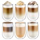 Glastal Doppelwandige Latte Macchiato Glaser Set Kaffeeglas Trinkgläser 6-teiliges 350ml 