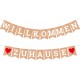 ecooe Willkommen Zuhause Banner für Dekoration Familie Partei Welcome Home Banner mit 19Stk Wimpeln und 3M Jute Seil*2