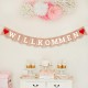 ecooe Willkommen Zuhause Banner für Dekoration Familie Partei Welcome Home Banner mit 19Stk Wimpeln und 3M Jute Seil*2