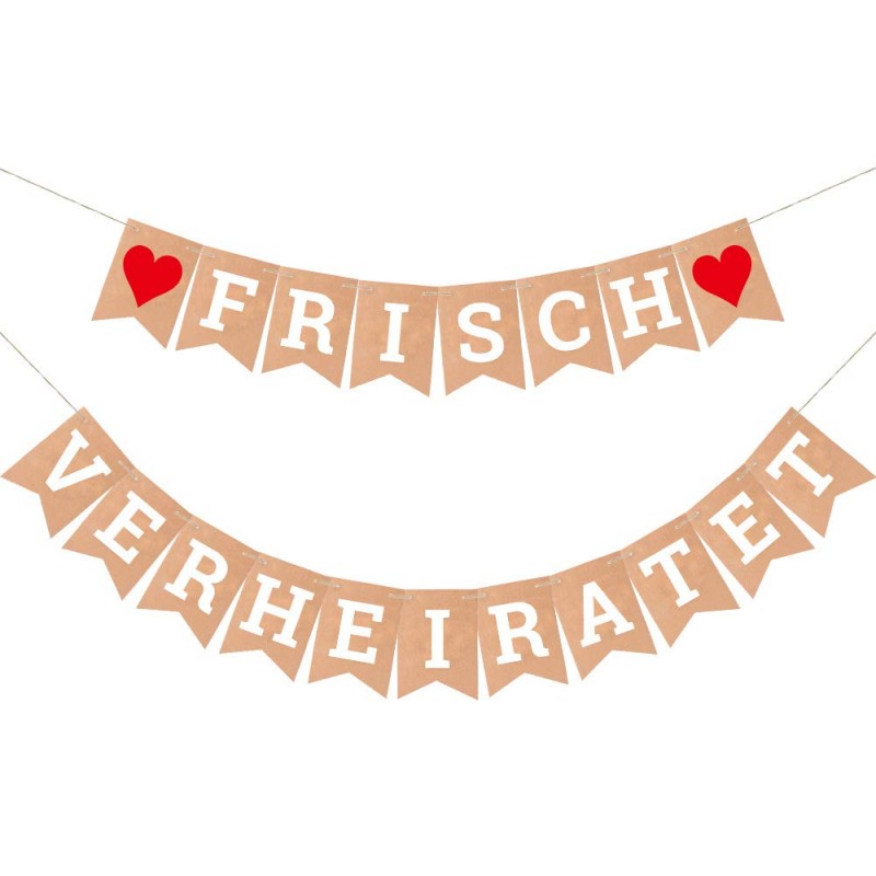 Ecooe Frisch Verheiratet Banner Dekoration Fur Hochzeit Brautdusche Just Married Girlande Mit 19stk Wimpeln Und 3m Jute Seil 2 Ecooe