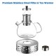 Ecooe 1.5L Teapot with Teapot Warmer, Glass Teapot with Stainless Steel Infuser, Stainless Steel Teapot Warmer