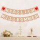 ecooe Herzlich Willkommen Girlande für Familie Partei Dekoration Warm Welcome Banner mit 3M Jute Seil*2