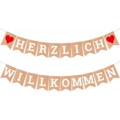 ecooe Warm Welcome Garland for Family Party Decoration Warm Welcome Banner with 3M Jute Rope*2