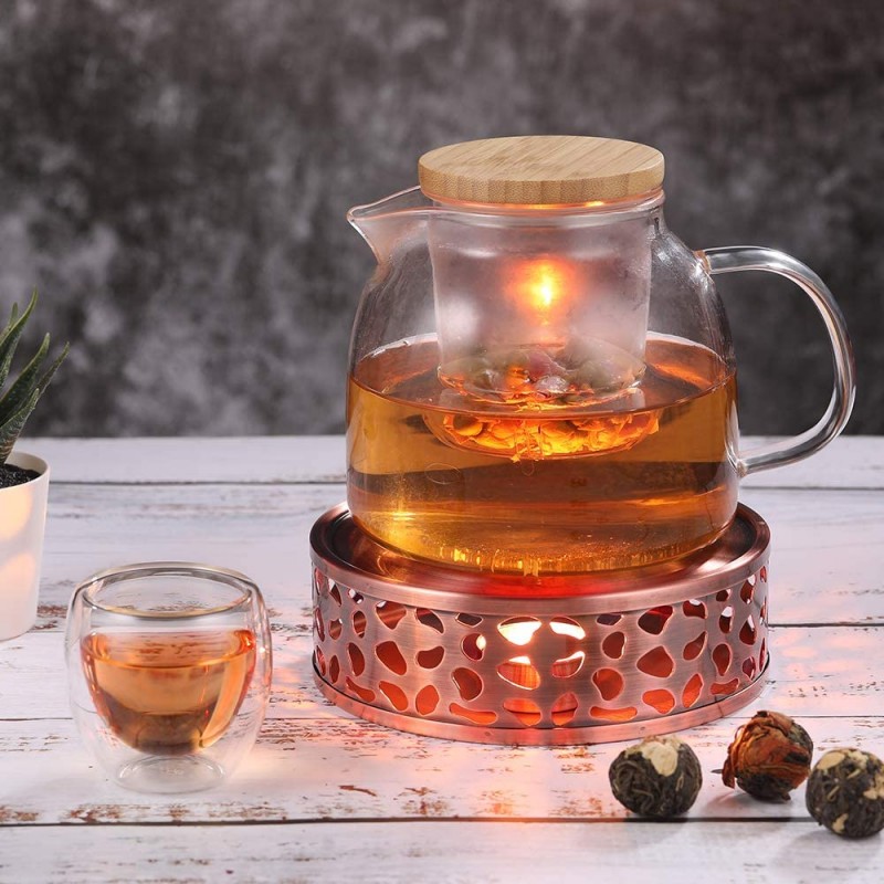 Edelstahl Stövchen Teewärmer Coffee Schlichtes Teelichthalter square Teelicht und Teekanne ist nicht enthalten