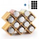 Ecooe Bamboo Spice Rack with 10 Spice Jars and Labels Jars Made of Aluminium for Kitchen Cupboard and Worktop