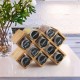 Ecooe Bamboo Spice Rack with 10 Spice Jars and Labels Jars Made of Aluminium for Kitchen Cupboard and Worktop