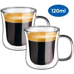 ecooe Doppelwandige Espressotassen Espresso Glaser Set 2-teiliges 120ml(Volle Kapazitat)