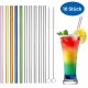 ecooe Glas Strohhalme Wiederverwendbare Trinkhalme BPA-free 10 Trinkröhrchen Bunt Durchsichtig 0.8*21.5cm +2 Reinigungsbürsten Umweltfreundlich Spülmaschinenfest Für Smoothie,Milchshake,Cocktail,Saft