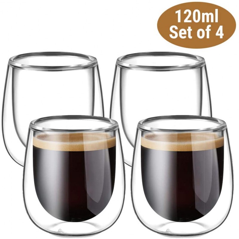 Glastal Double Walled Espresso Coffee Glass Cups Glasses Borosilicate Glasses For Tea Dessert