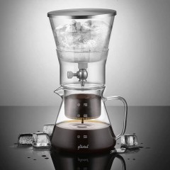 Glastal Glas Cold Brew Dripper 600ml/4 Tassen Kunststoff & BPA-frei Cold Drip Kaffeebereiter aus Borosilikatglas und 18/8 Edelstahl Einstellbare Coffee Maker für Kaltgebrühten Kaffee und Tee