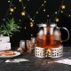 Ecooe 1000mL Teapot with Teapot Warmer, Glass Teapot with Stainless Steel Infuser, Stainless Steel Teapot Warmer