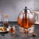  Glastal Glas Teekanne 2000ml mit 18/10 Edelstahl Teesieb Borosilicate Glas Teebereiter auf Stove Glaskanne mit Entfernbar Seibskanne mit Entfernbar Seib