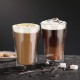 Ecooe 2x350ml Double Walled Coffee Glasses Mugs Cappuccino Latte Macchiato Glasses Cups with Handle Borosilicate Heat Resistant Glass Cups for Coffee Tea Milk Juice Ice Cream