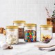 Glastal 15 Spice Jar 180ml Round Borosilicate Decorative Storage Spice Jars with Bamboo Lid 32 Black Labels 1 Pen 8 Replacement Seal Ring Glass Storage for Spices Ø6.7 * 8.8cm