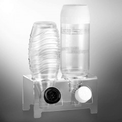 ecooe Abtropfhalter aus Acrylglas Abtropfständer für z.B. SodaStream und Emil Flaschen Platz für 2 Flaschen und 2 Deckel Spülmaschinenfest