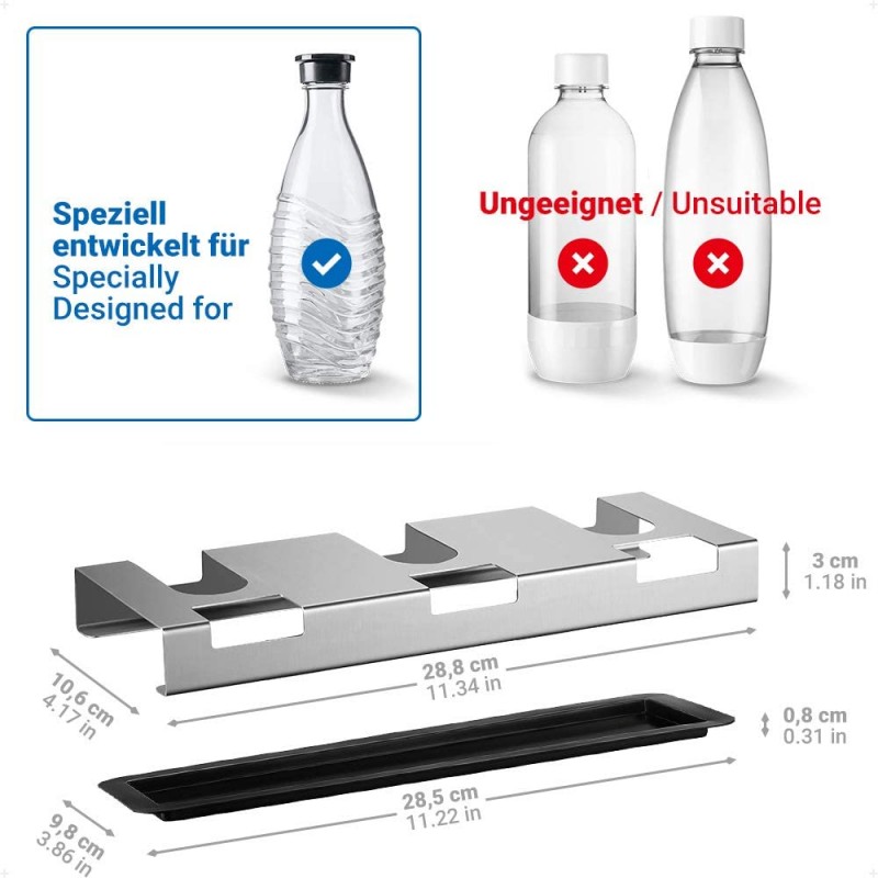 ecooe Flaschenbürste mit Wandhalterung für SodaStream Glaskaraffe und mehr Trinkflaschen/Reinigungsbürste für Kratzfreie & Mühelose Reinigung