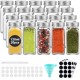 ecooe Spice Bottles 20x120ml Spice Jars with Airtight Screw Cap Square Spice Jars with 1 Funnel & Pen 48 Black Labels 10 Replacement Filters Glass Storage For Various Spices