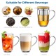 ecooe 440ml Glass Tea Cup Borosilicate Tea Cup Tea Glass with Ultrafine 18/10 Stainless Steel Strainer Natural Bamboo Lid Thickened Glass Cup for Coffee Juice Carbonated Drinks Milk Yogurt