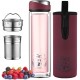 ecooe Tea Bottle Double-Walled 440 ml to Go Tea Bottle Drinking Bottle with Removable 18/8 Stainless Steel Tea Strainer and Bottle Protective Bag Tea Glass Bottle for Tea Coffee Juice and Milkshake