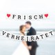 ecooe Frisch Verheiratet Banner Dekoration für Hochzeit Brautdusche Just Married Girlande mit 19Stk Wimpeln und 3M Jute Seil*2