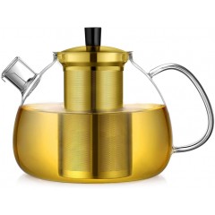 ecooe Original 1500ml glass teapot borosilicate glass tea maker with removable 18/8 stainless steel strainer rust-free heat-resistant for black tea green tea fruit tea scented tea and tea bags