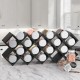 ecooe Bambus Gewürzregal Gewürzständer für Küchenschrank und Arbeitsfläche Gewürzhalter mit 18 Gewürzgläsern und Labeln Deckel aus Aluminium （schwarz）