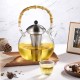 Glastal Glass Teapot 1500ml Borosilicate Glass Tea Maker with 18/8 Stainless Steel Tea Strainer Natural Bamboo Handle Glass Pot Warmer Tea Bag Fine Tea Fuite Tea Blooming Tea Flower