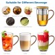 ecooe 440ml Glass Tea Cup Borosilicate Tea Mug Tea Glass with Ultra Fine 18/8 Stainless Steel Strainer Natural Bamboo Lid Thickened Glass Cup for Coffee Juice Fizzy Drinks Milk Yogurt