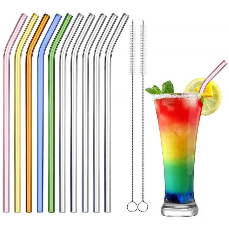 Glass Straws, Reusable Drinking Straws, for Smoothies, Cocktails, Milkshakes, Frozen Drinks, Smoothies, Bubble Tea, Environmentally Friendly, Size: 20