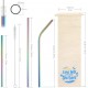 ecooe Metal Straws Reusable Drinking Straws Stainless Steel Set of 12 Colorful Thin Drinking Tubes Party Straws BPA-free with 2 Cleaning Brush Dishwasher Safe, for Cocktail, Smoothie and Juices