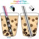 ecooe stainless steel bubble tea straws reusable drinking straws BPA-free 7 drinking tubes colorful 1.2 * 21.5cm 2 cleaning brushes environmentally friendly dishwasher safe for smoothie, milkshake, juice