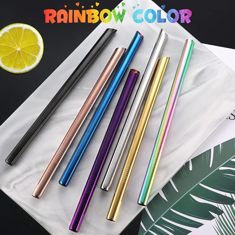 Stainless Steel Reusable Straws, Rainbow Titanium