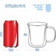 ecooe Doppelwandige Latte Macchiato Gläser Set Borosilikatglas Kaffeetassen Glas 2er Set 240ml Kaffeeglas Teegläser mit Henkel für Cappuccino,Latte Macchiato,Tee,EIS,Milch,Bier