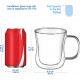 ecooe Doppelwandige Latte Macchiato Gläser Set Borosilikatglas Kaffeetassen Glas 6er Set 350ml Kaffeeglas Teegläser mit Henkel für Cappuccino,Latte Macchiato,Tee,EIS,Milch,Bier