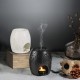 ecooe Aromalampe Teelichthalter Duftlampe aus Keramik Schwarz mit der Candle Löffel Aroma Diffuser