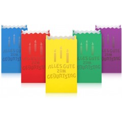 cooe Pack of 10 Candle Bags for Tea Lights Candles Happy Birthday Colourful