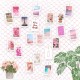 ecooe Fishing Net Size L Photo Hanging Wall Decoration with 40 Wooden Pegs and 10 Traceless Nails Photo Hanging Collage DIY Picture Frame Wall Decoration Pink