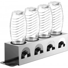 ecooe Drip holder with drip mat and edge protection rings made of stainless steel / drip stand for SodaStream glass carafe and Emil bottles for 4 bottles and 4 lids, stainless steel bottle holder