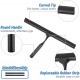 ecooe Stainless Steel Shower Wiper Extended 31 cm Black Shower Squeegee No Drilling Window Squeegee with Wall Hanger Bathroom Wiper 2 Replacement Lip Silicone Shower Squeegee for Mirror Window Glass Cleaning