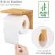 ecooe Toilet Paper Holder, Bamboo Paper Holder, Wall Holder with the Spacious Shelf, Paper Roll Holder for Toilet Kitchen and Bathroom