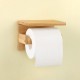 ecooe Toilet Paper Holder, Bamboo Paper Holder, Wall Holder with the Spacious Shelf, Paper Roll Holder for Toilet Kitchen and Bathroom