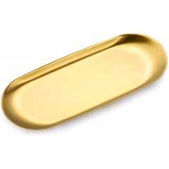 ecooe goldene Platte Tablett Gold Servierteller Serviertablett Dekotablett Dekoteller für Dessert Kosmetik Schmuck Kerzen (Groß, 1 Stück)