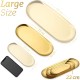 ecooe Large 2 Piece Tray Gold Plate Stainless Steel Cosmetic Organiser Small Items Tray