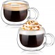 glastal Espressotassen Doppelwandig Espresso Gläser Tasse 2er Set Borosilikatglas Kaffeetassen Glas 120ml Kaffeegläser Teegläser Set mit Henkel für Macchiato,latte,Tee,EIS,Milch