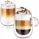 glastal 2x360ml Double Walled Coffee Glasses Mugs Cappuccino Latte Macchiato Glasses Cups with Handle Borosilicate Heat Resistant Glass Cups for Coffee Tea Milk Juice Ice Cream